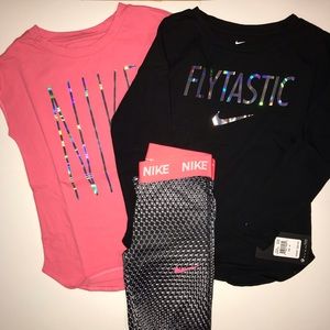 Girls size 6 Nike leggings and shirts bundle